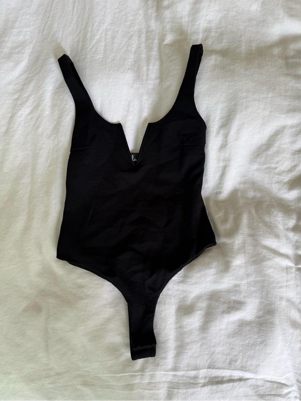 Lulus | Black V-Notch One-Piece Bodysuit - XS